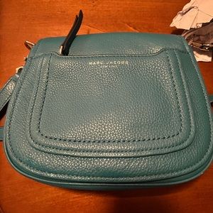 Marc Jacobs Empire City Mini Messenger Leather Crossbody Bag in Teal/Turquoise